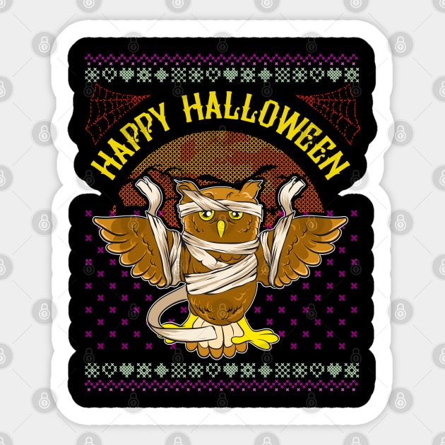 Happy Halloween Mummy Owl Funny Novelty Ugly Sweater Style Sticker by creative